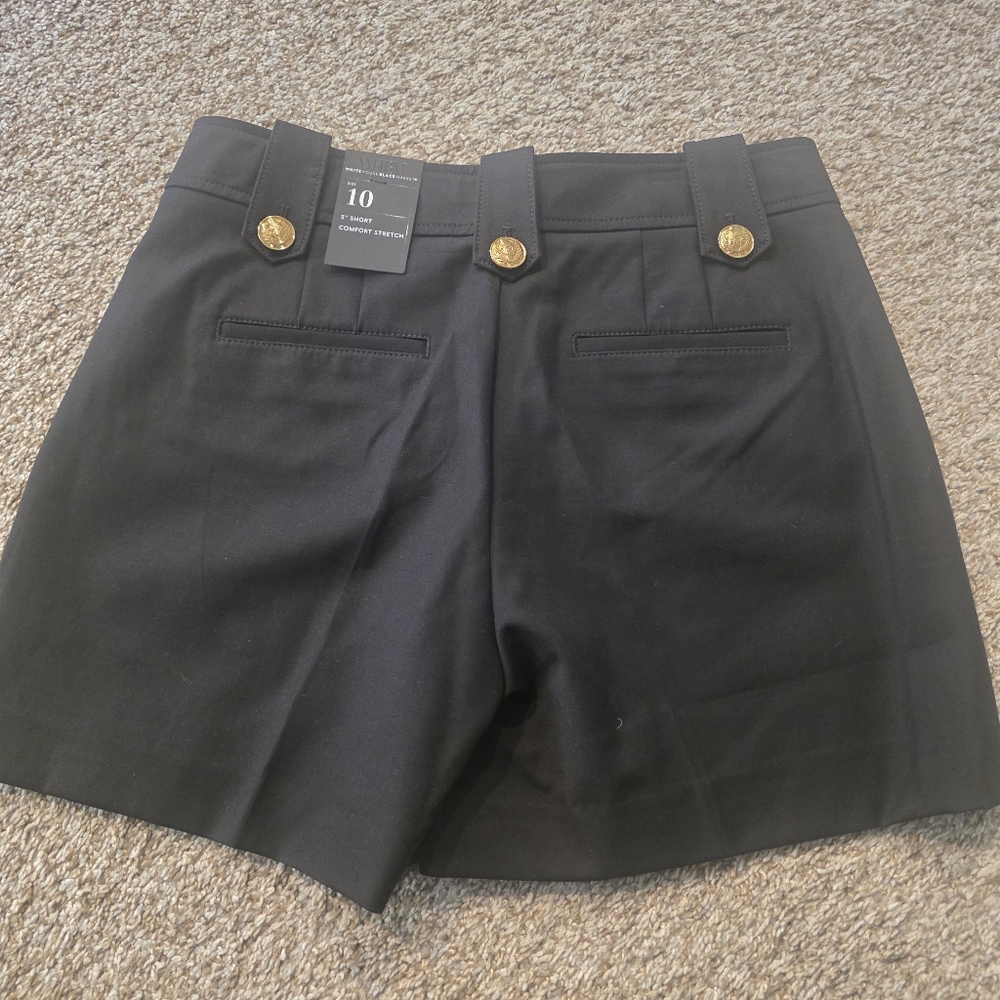Black Women's High-Waist Button-Accent Shorts 5 Inches - Picture 2 of 5